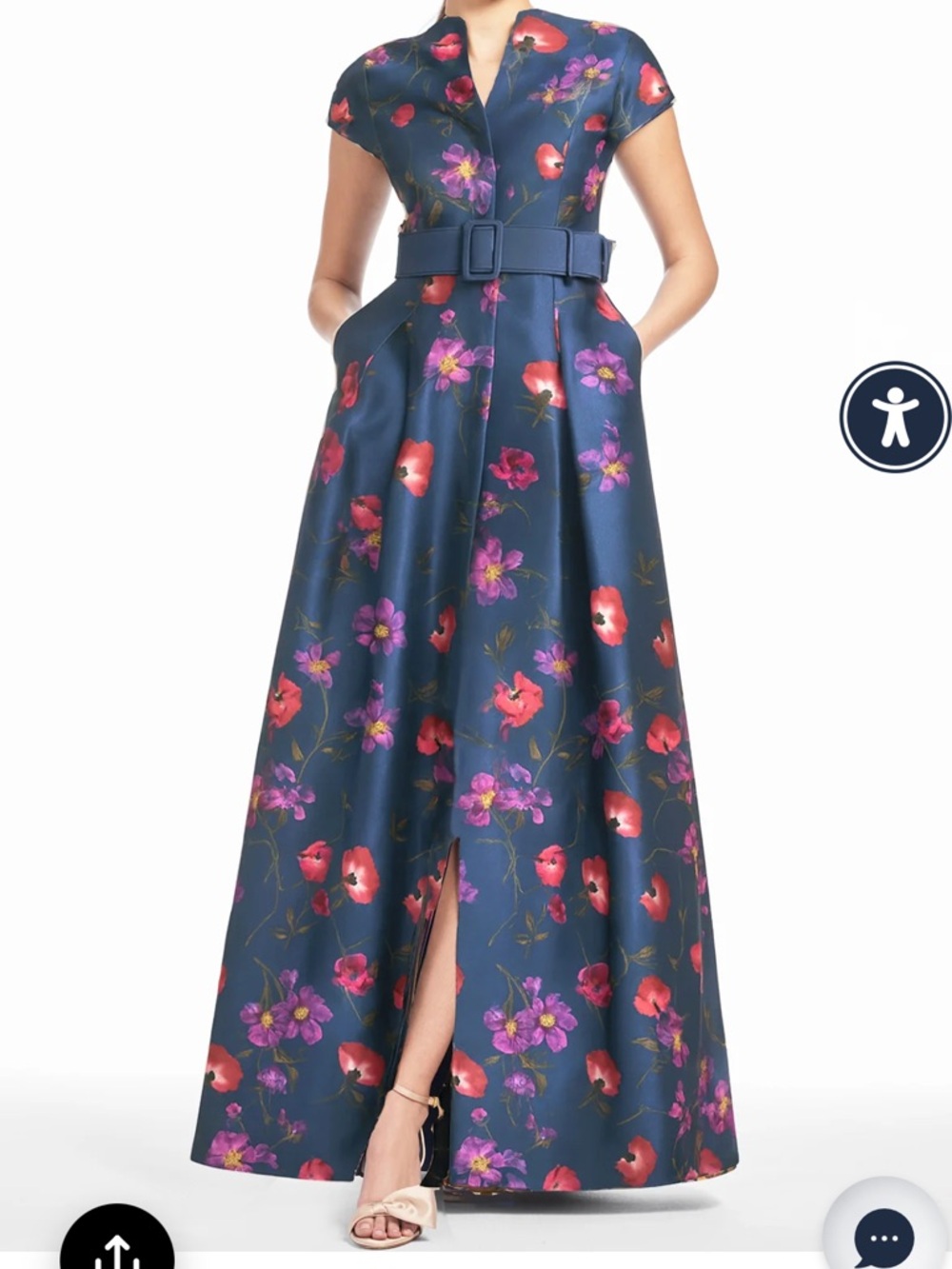 Sachin + Babi Navy Floral Belted Maxi Dress